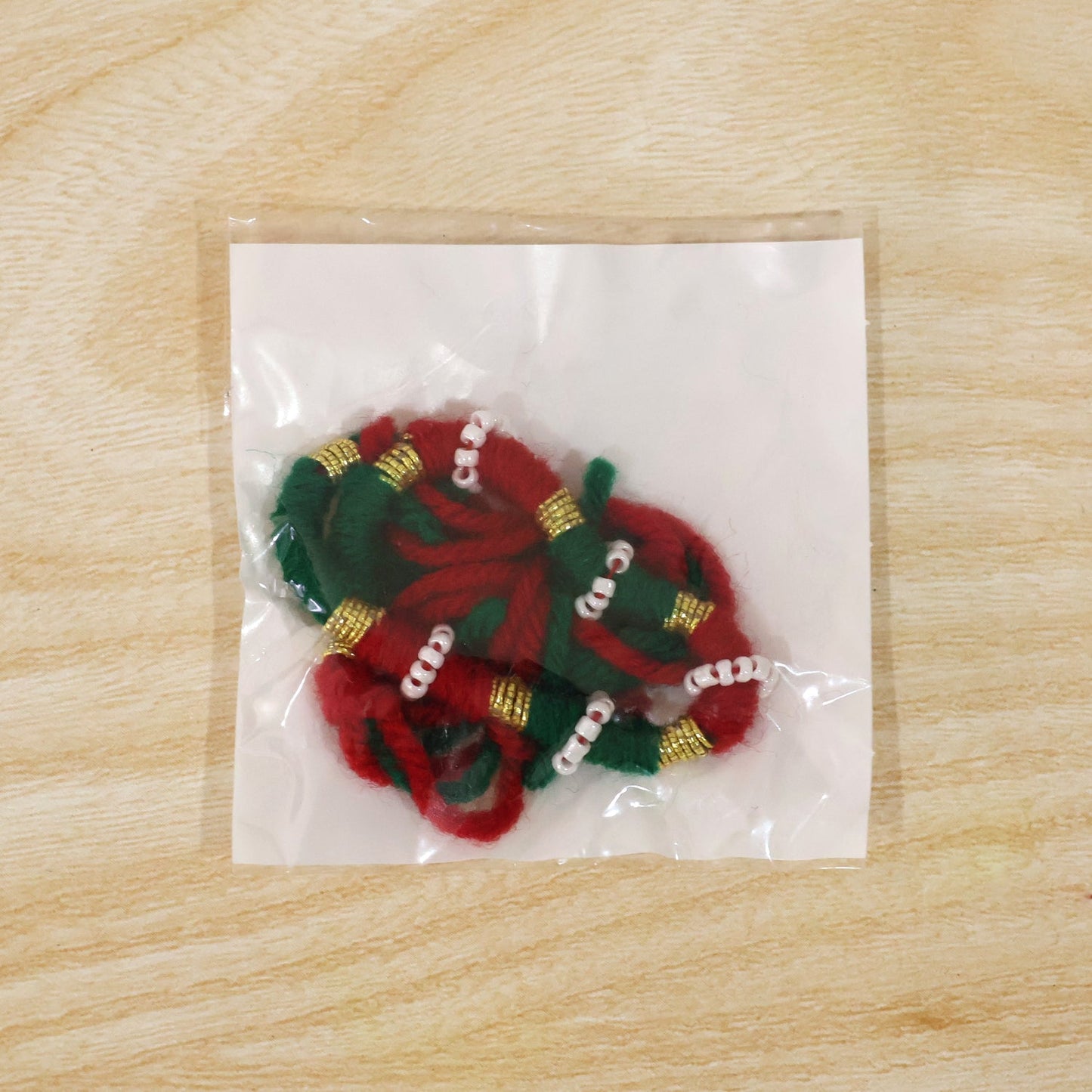 Cute Designer Rakhi with Red and Green Thread Beads (1 Pc)