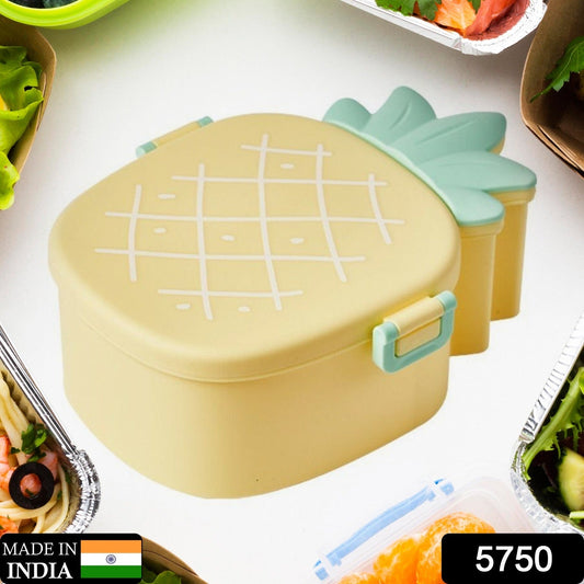 Kids Lunch Box Cute Pineapple Shaped Bento Box with Fork Spoon Office Lunch Box (1 Pc )