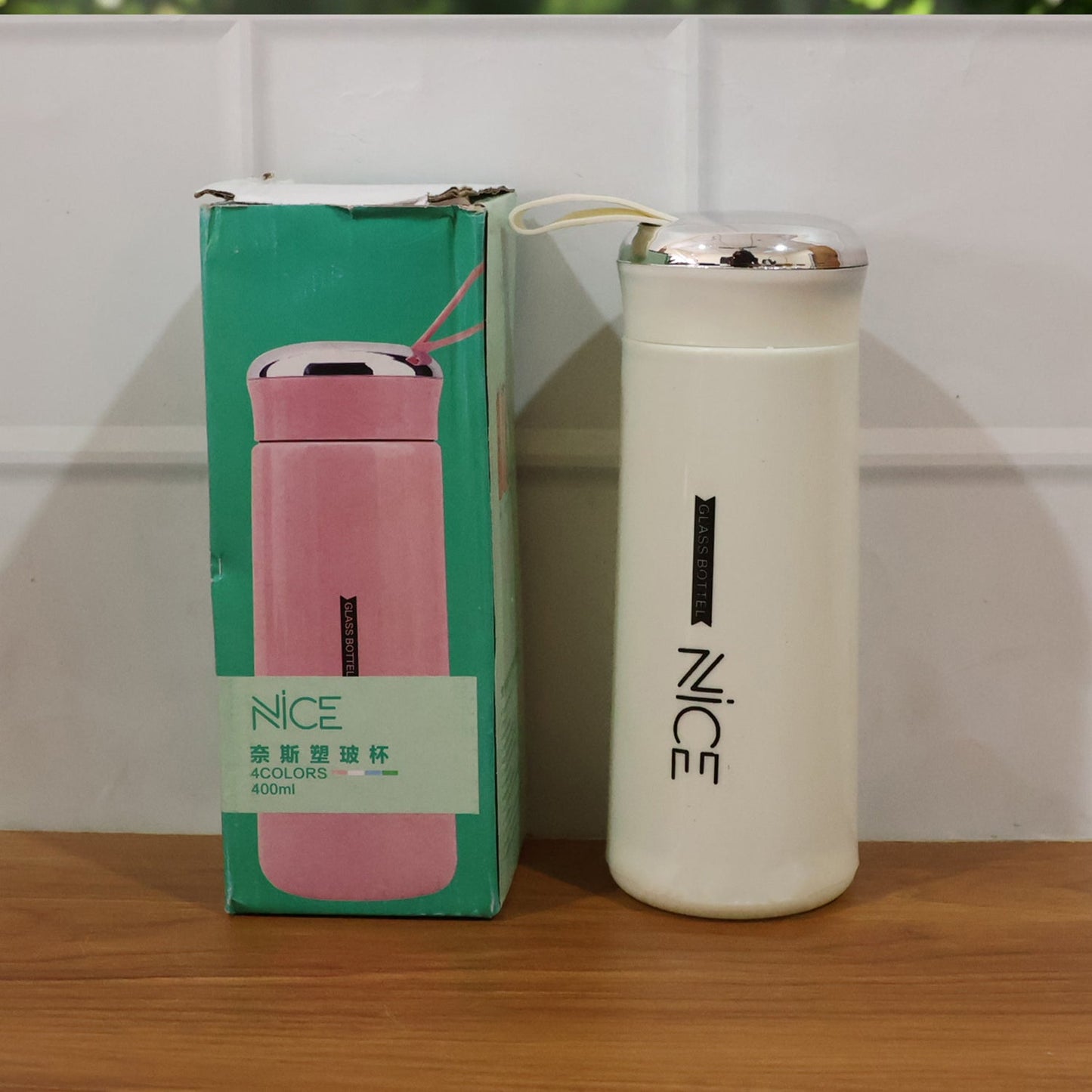 Premium White Glass Water Bottle (1 Pc ,400 ML)