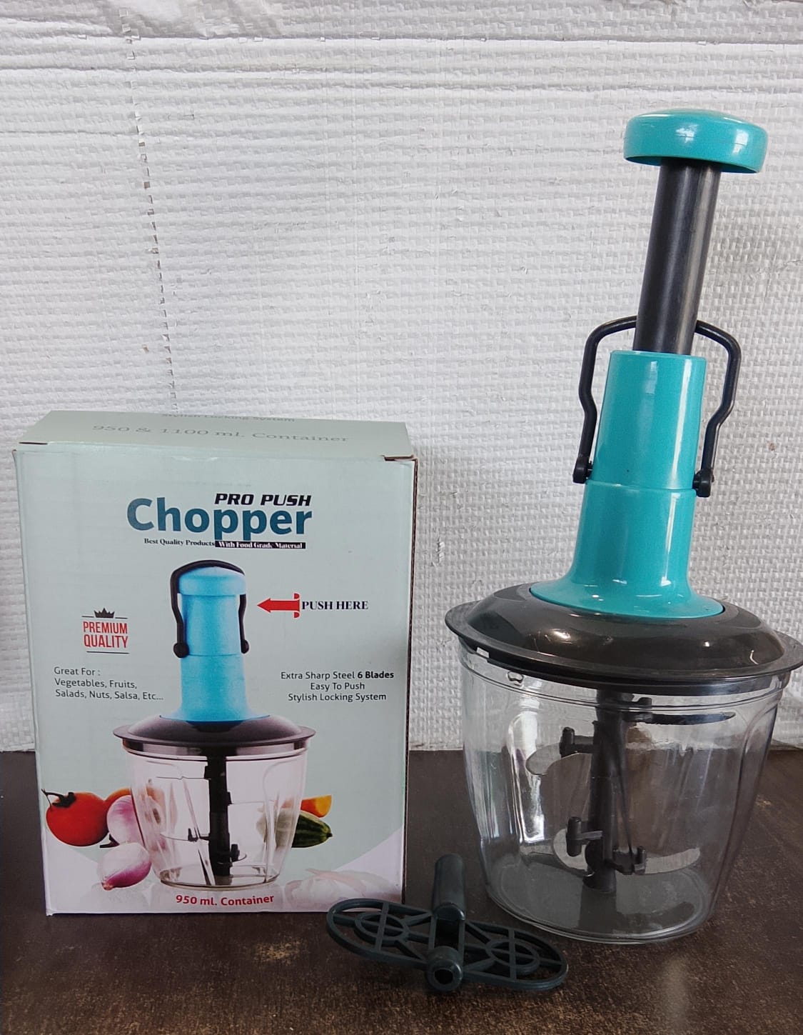 6 Blades Manual Hand-Press Vegetable Chopper (950 ML / Mix Color)