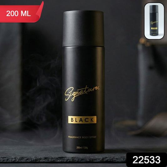 Signature black deodorant spray packaging design