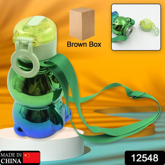 Cute Plastic Water Bottle with Strap & Stickers Kids School Bottle (1 Pc)