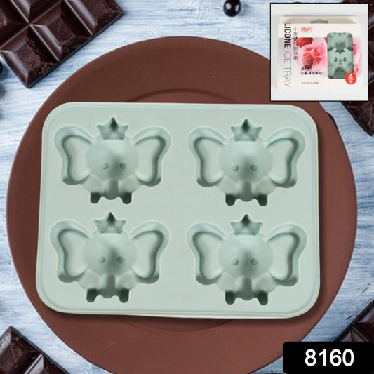 Silicone Cartoon Shape 4 Grid Ice Cube Tray for Fridge 1 Pc