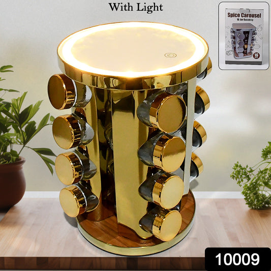LED Spice Rack Organizer, Rotating Spice Rack (Golden / 16 Pc / MOQ - 6 pc)