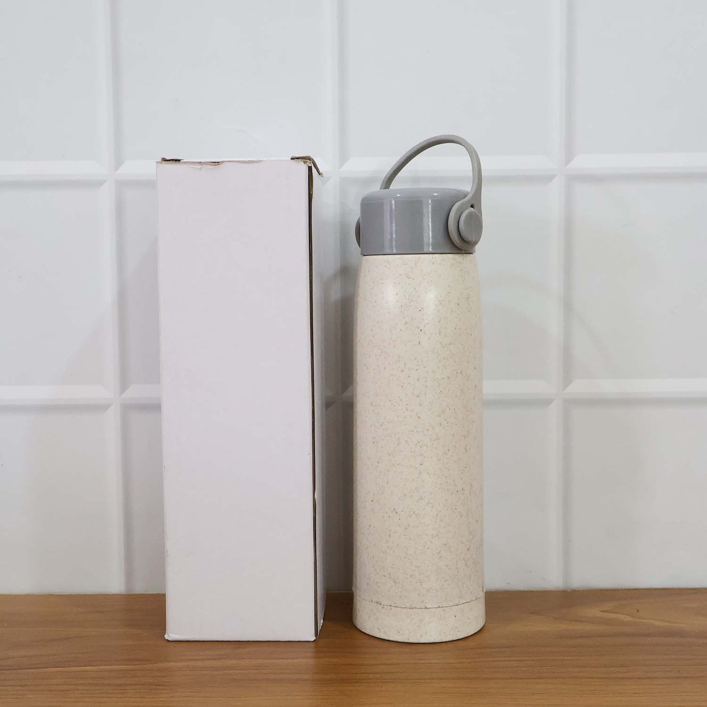 Creative Wheat Glass Water Bottle with Phone Holder (380ml)