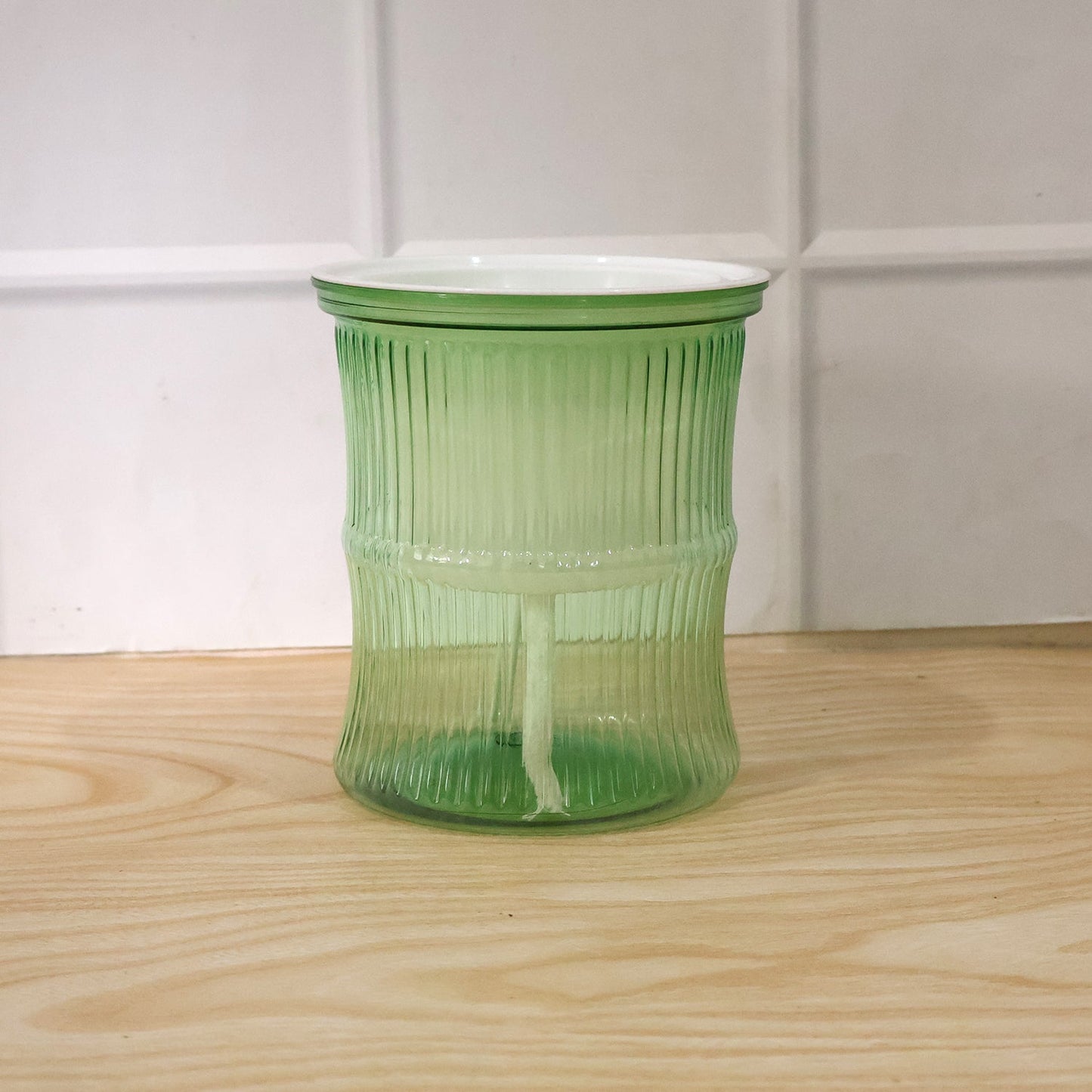 Self-Watering Bamboo Style Plastic Flower Pot with Cotton Wick (1 Pc)