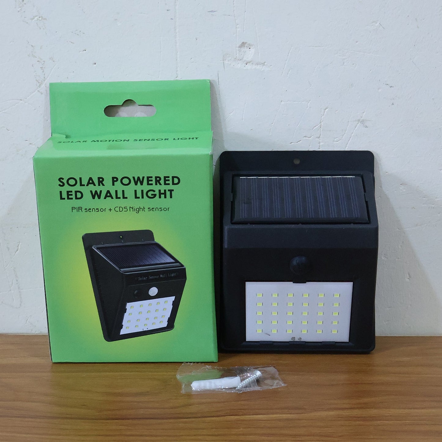 Solar Powered LED Wall Light - comparison shot