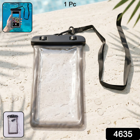 Black waterproof mobile pouch SKU labeled