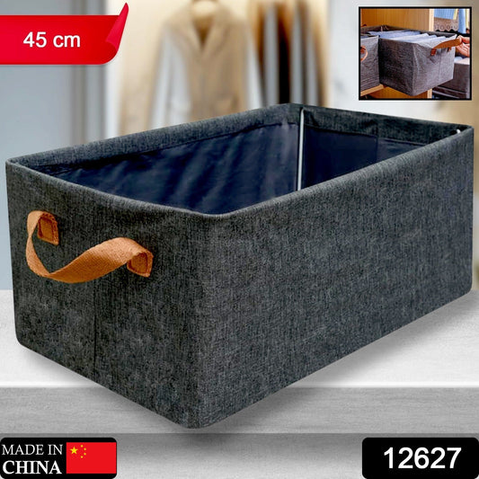 Foldable Storage Box Handles Cotton Linen Organizer for Nursery 45 cm