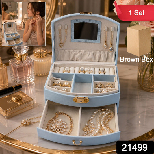 Multi-layer jewellery box with mirror open view India