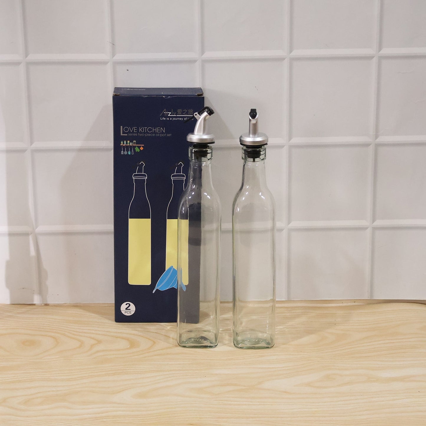 Glass Oil Dispenser Bottle Color Box Packaging Love Kitchen