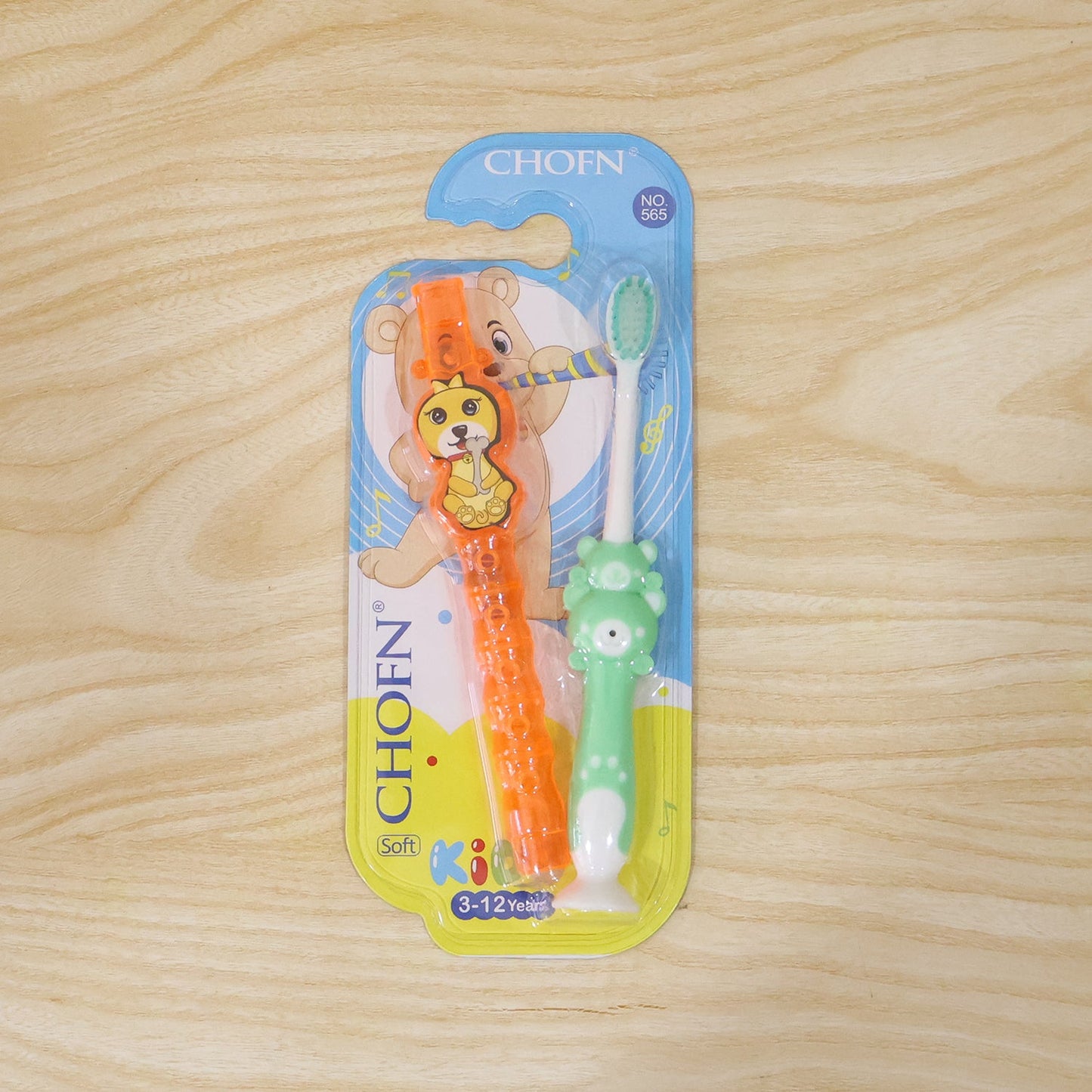 Kids Toothbrush with Cute Cartoon Whistle Toy Set (2 Pc Set)