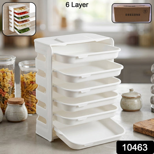 Wall Mount 6-Layer Food Storage Rack – Stackable, Space-Saving Organizer