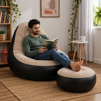 Inflatable Air Sofa Chair Set (1 Set, 100x100x73 + 55x55x30 Cm)