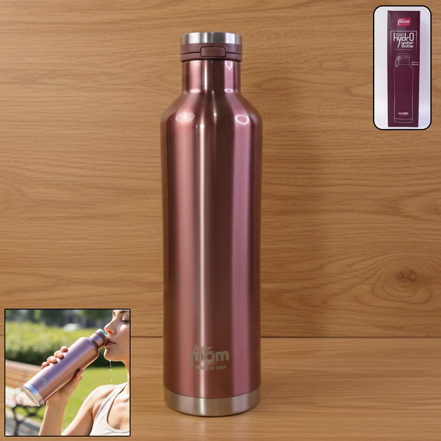 Supermom 1000 ml stainless steel insulated water bottle