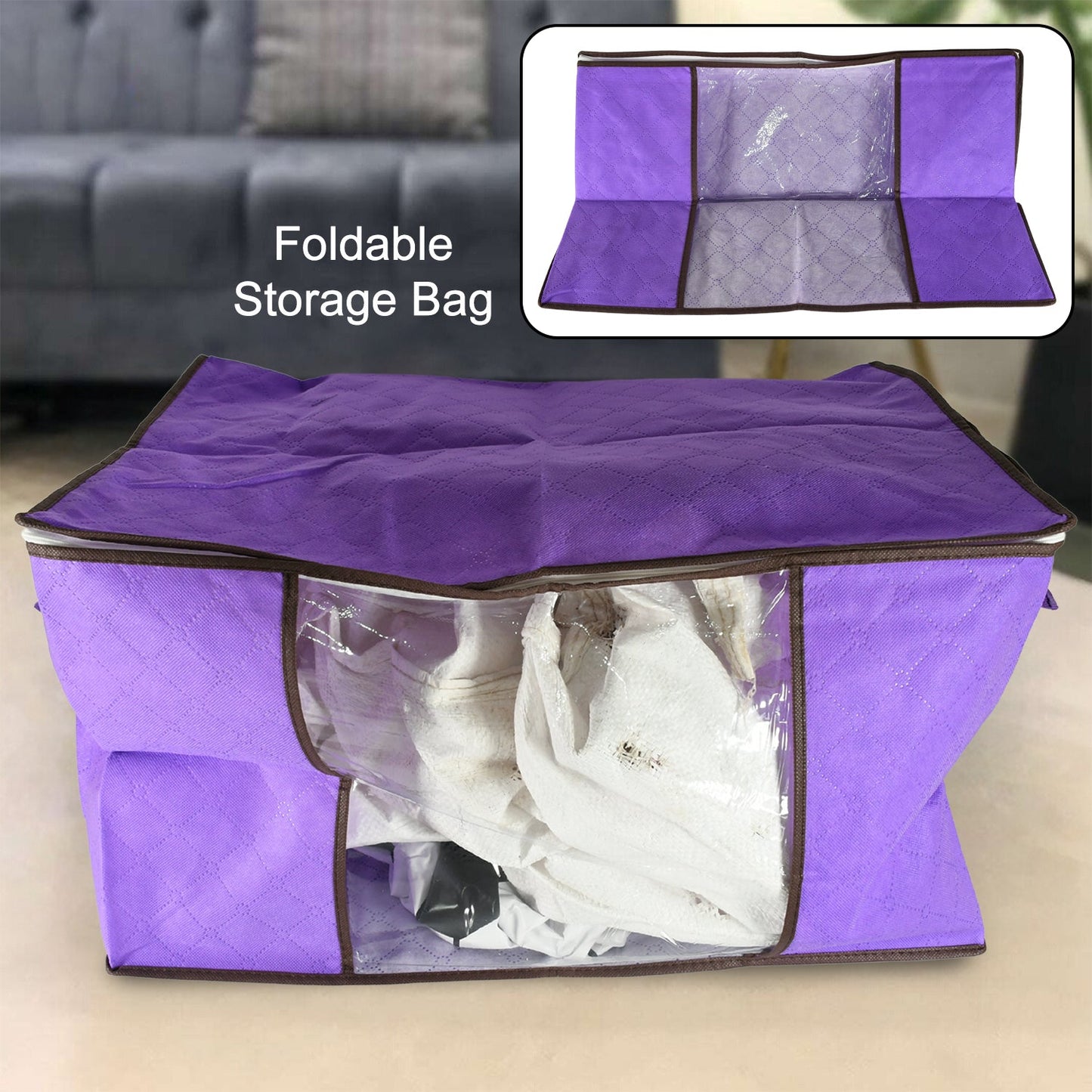 Clothing storage bag zipper, non-woven storage bag storing the clothes and sarees