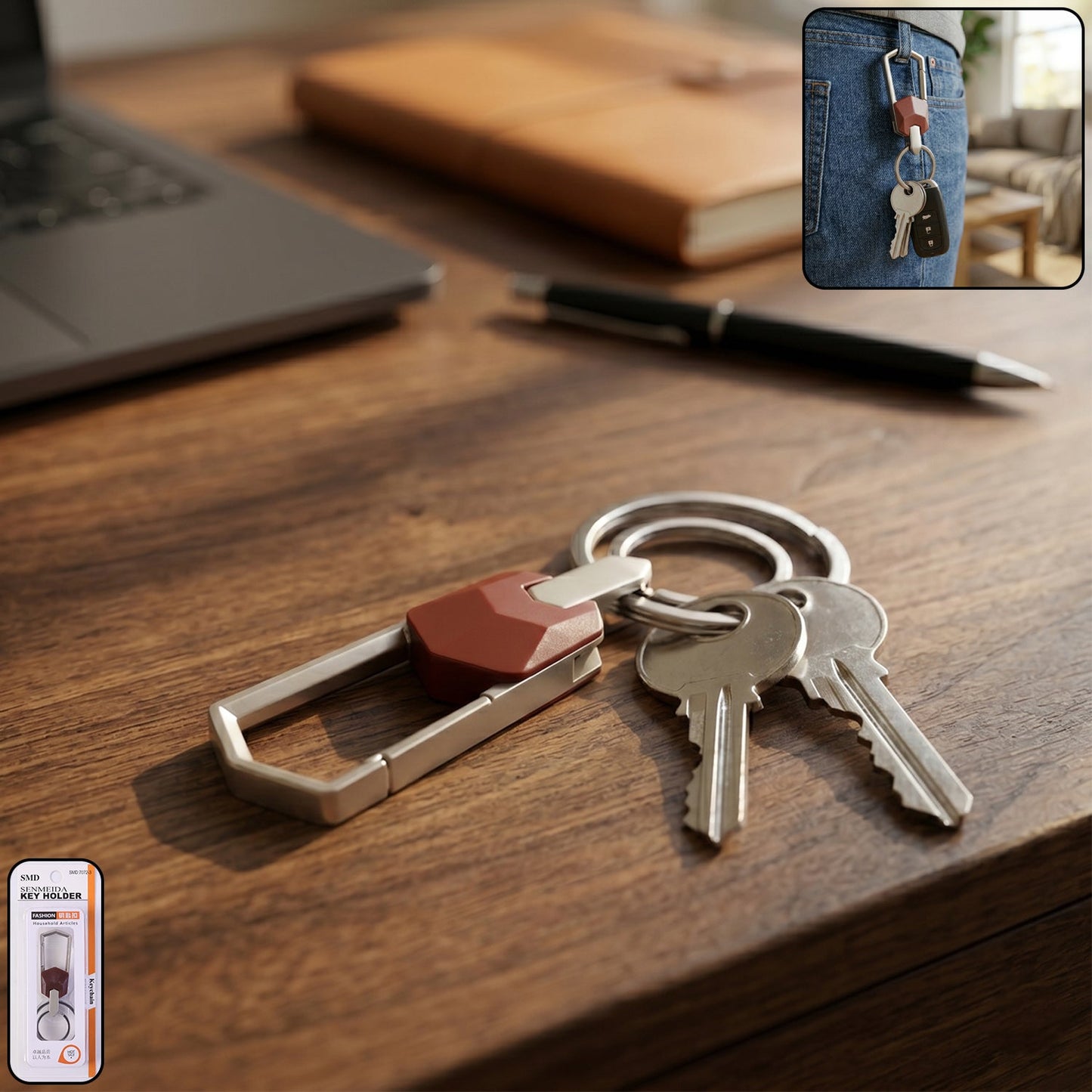 Premium Metal Carabiner Key Holder Clip 1 Pc
