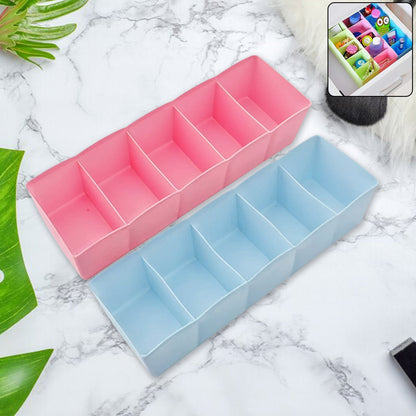 5 Compartments Socks / Handkerchief / Underwear Storage Box, Socks tray (pack of 2)