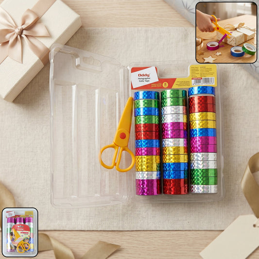 Holographic Decorative Tape Set with Scissors (1 Set, 39 Roll)