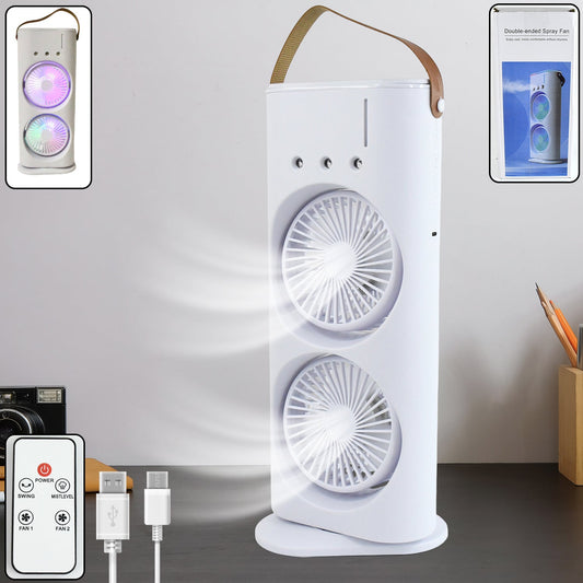  Electric Fan Desktop Double-Head Powerful Air (1 Pc / With - main product shot