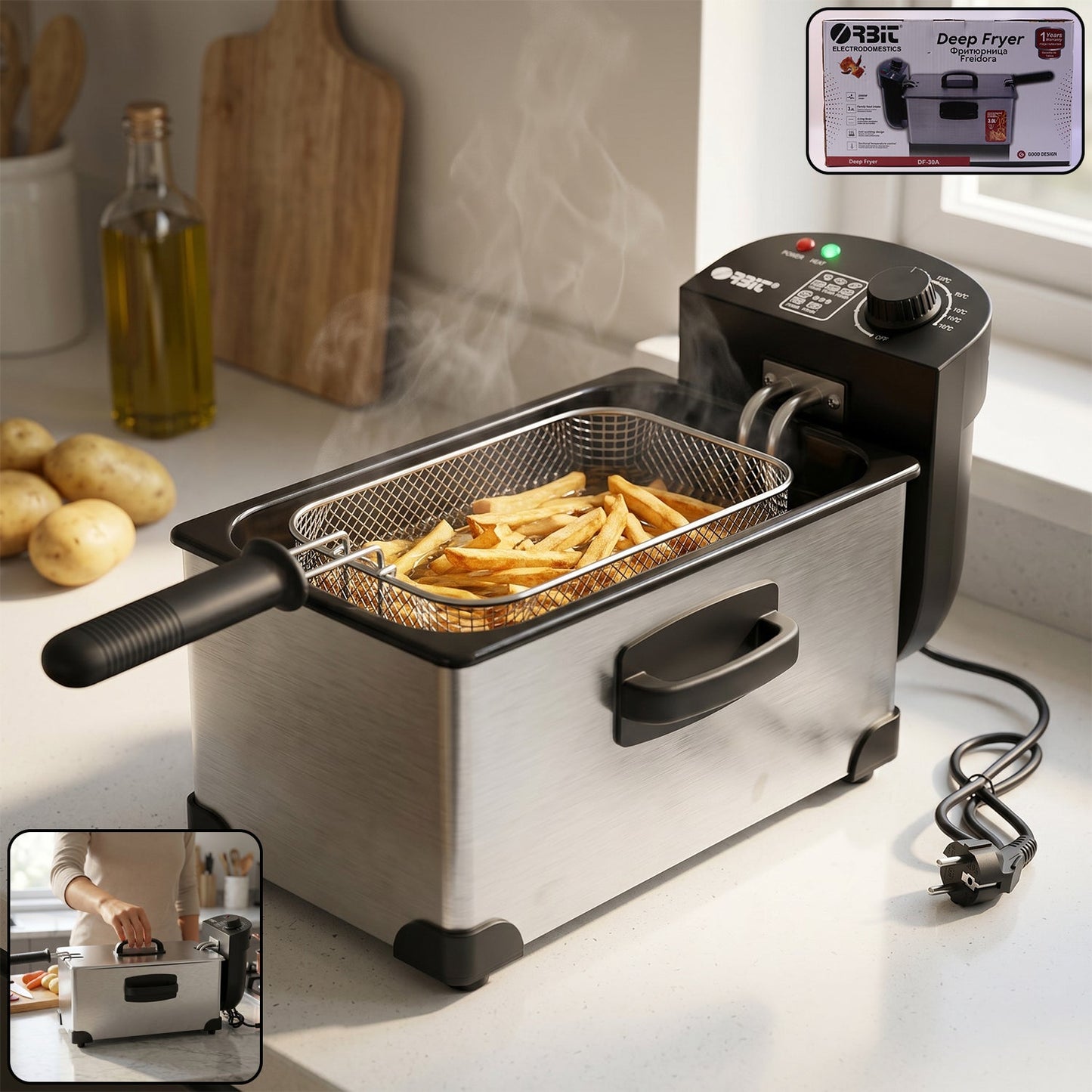 Orbit Heavy Duty 2000W Deep Fryer with 3 Litre Oil Capacity