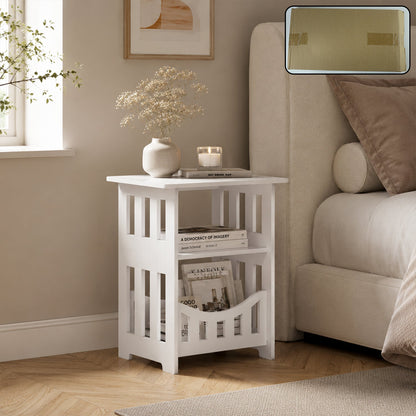 White Wooden Bedside Table 