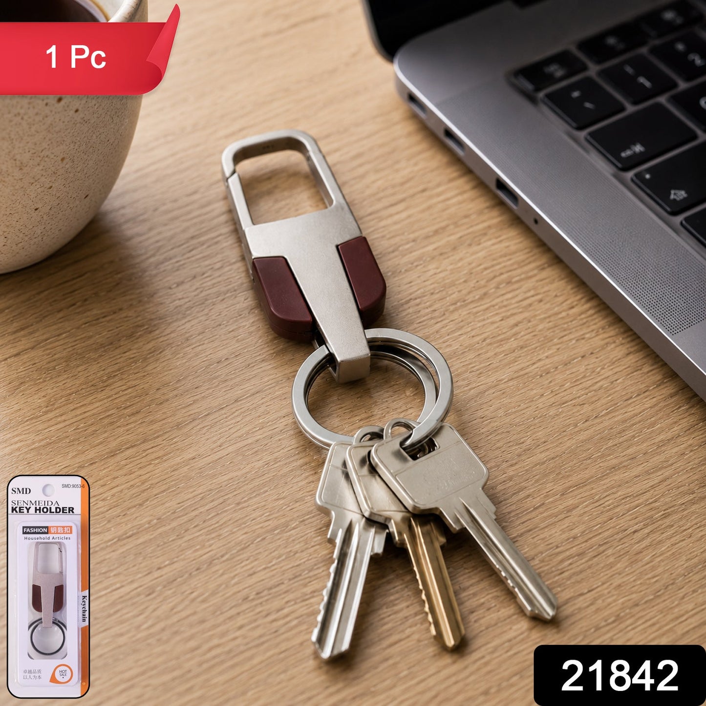 Heavy Duty Stainless Steel Key Holder with Dual Ring Carabiner Clip 1 Pc