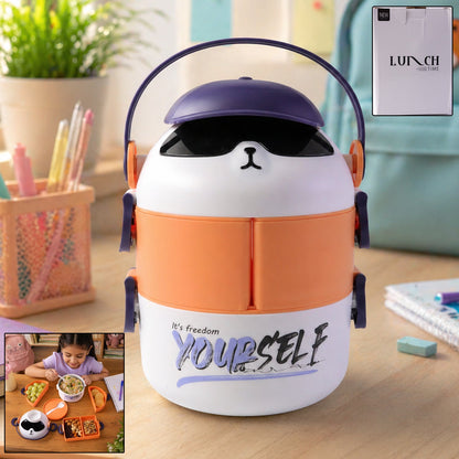 cartoon plastic lunch box double layer