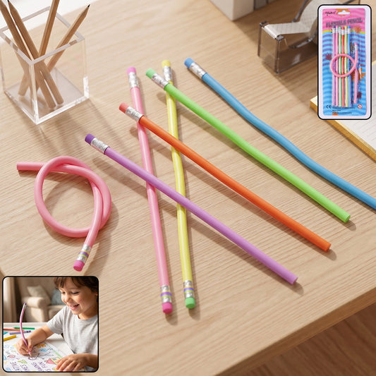 Flexible Bendable Pencils with Eraser - 7 piece set main view