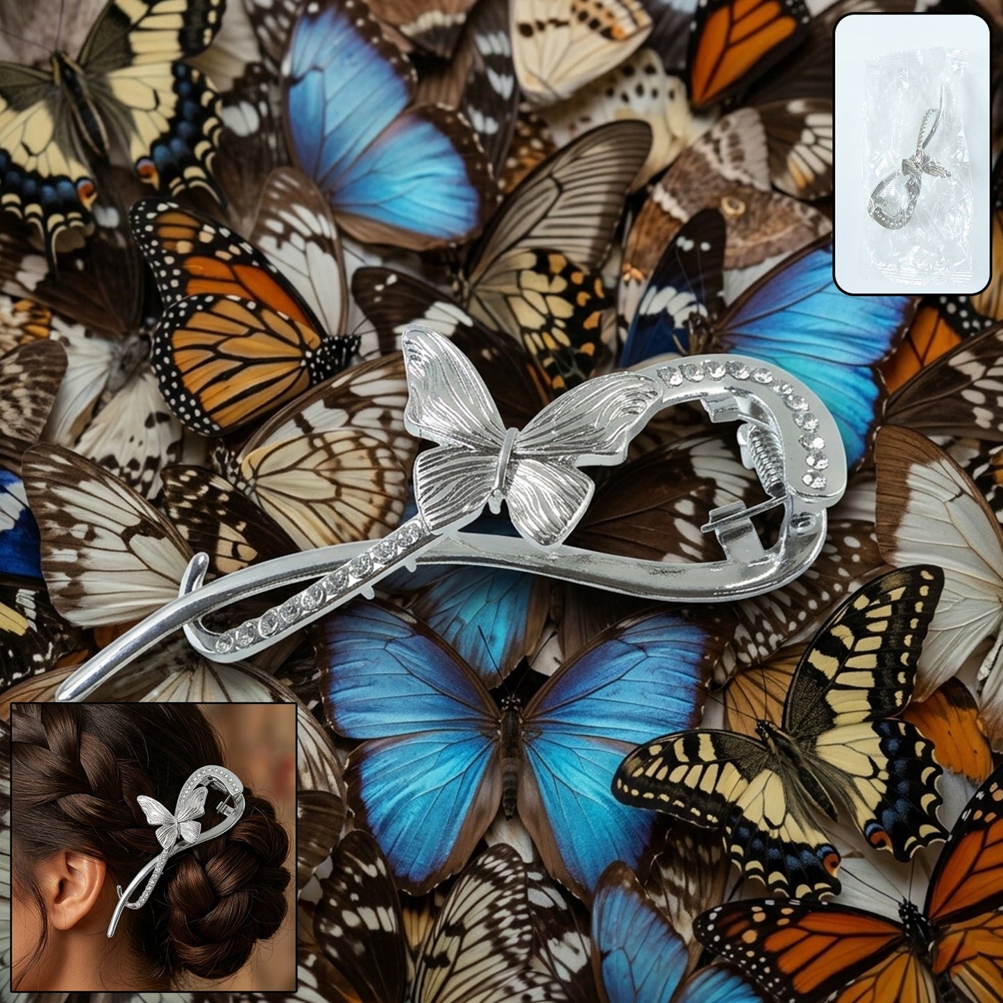 Luxury Butterfly Design Hair Clip (1 Pc, Mix Color)