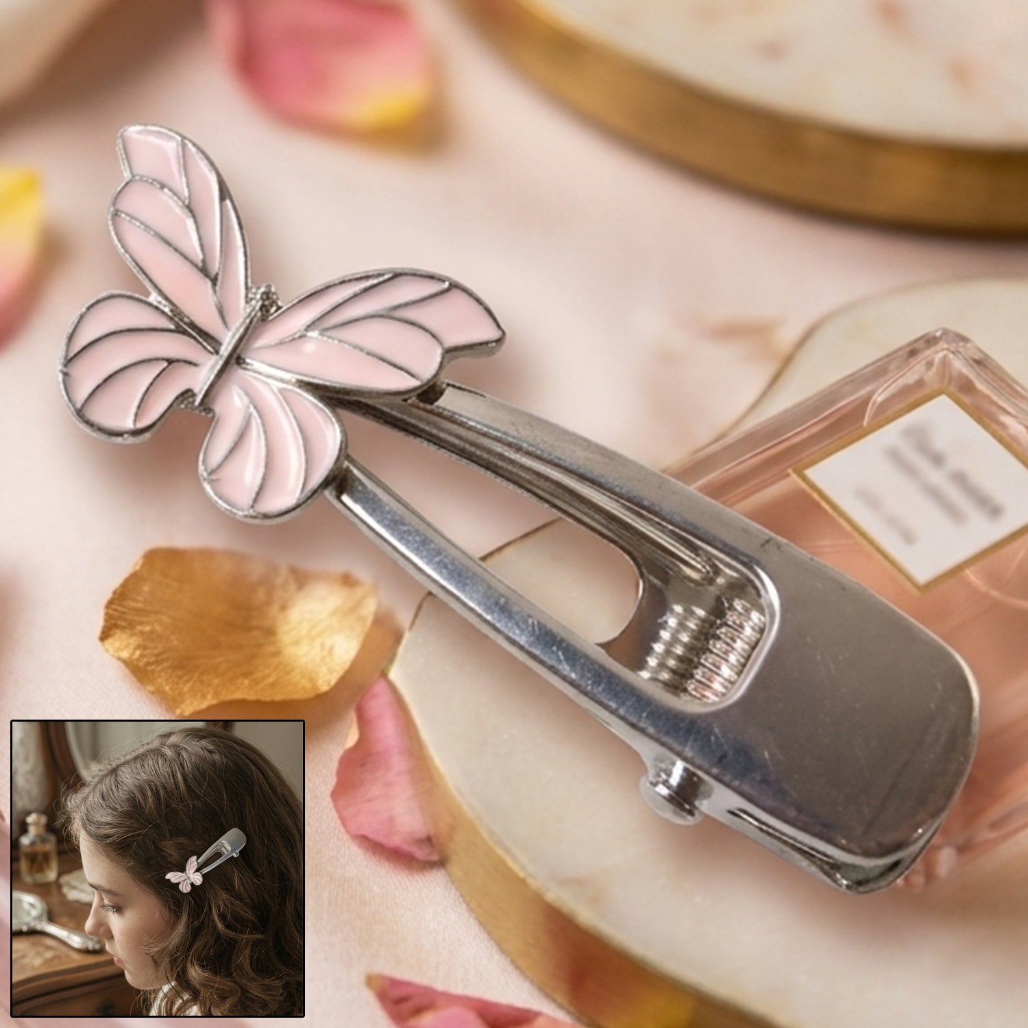 Butterfly metal hair clip