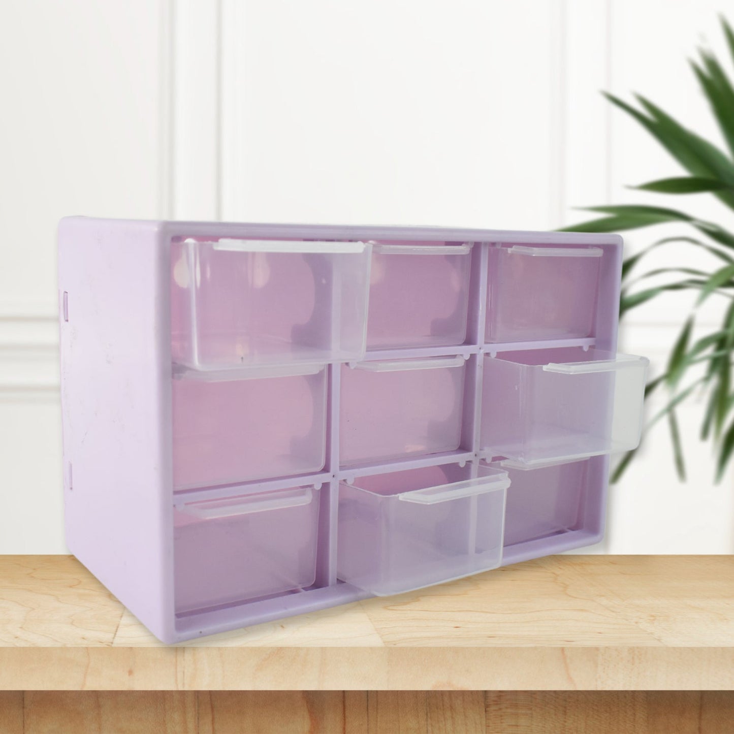9-compartment plastic drawer jewellery organizer open view India
