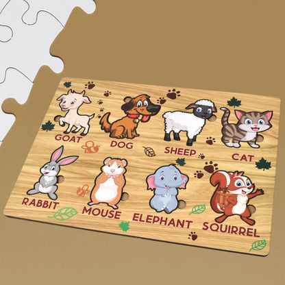 Wooden Puzzle Learning Board for Kids - (1 Pc / Mix Design / random)