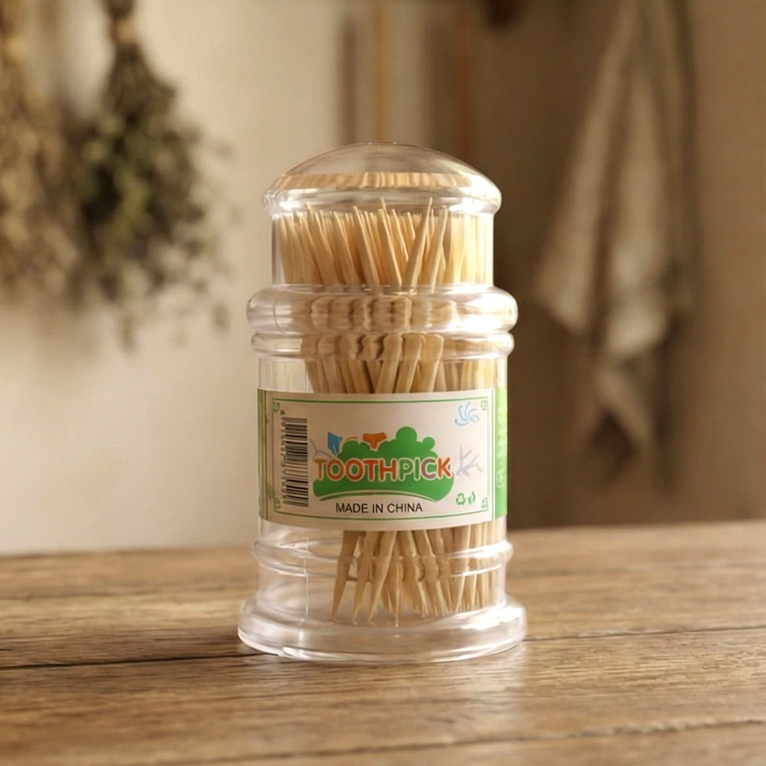 Compact wooden toothpick dispenser box