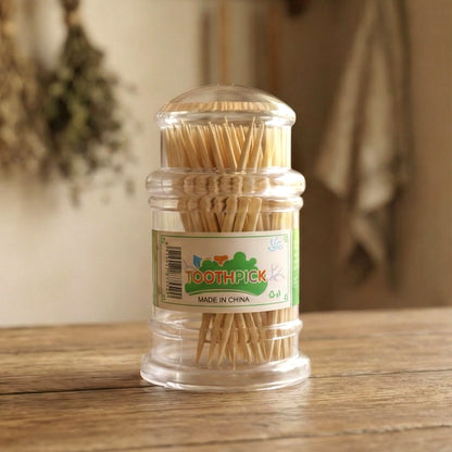 Compact wooden toothpick dispenser box