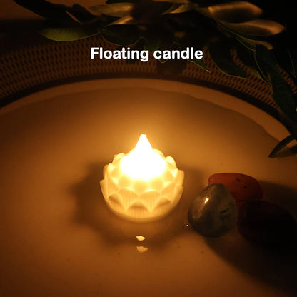 Lotus Shaped LED Flameless Tealight Candles - (8 Pc)