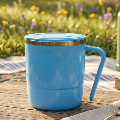350ml Stainless Steel Mug: Insulated, Leakproof Lid, Hot/Cold Drinks (Mix Color)