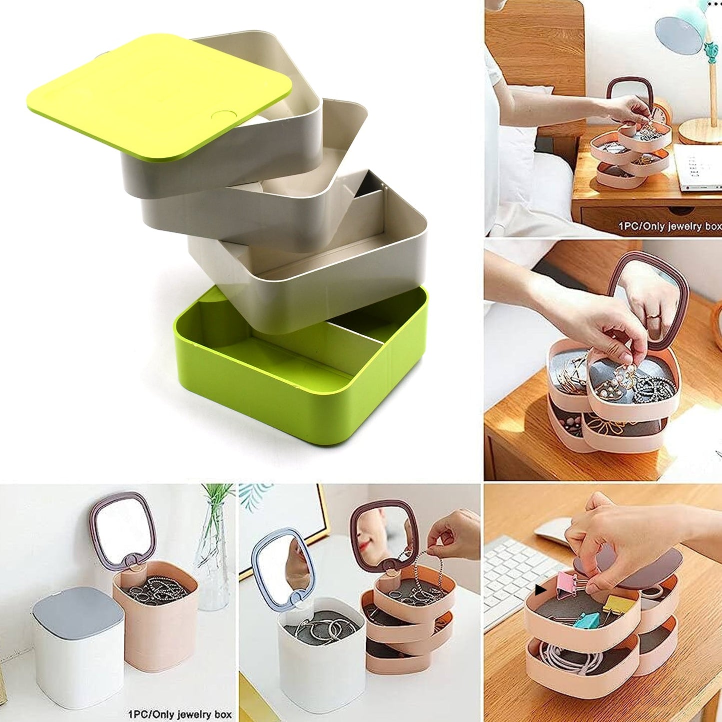 Jewellery earring organizer 4-layer rotating box for easy access India