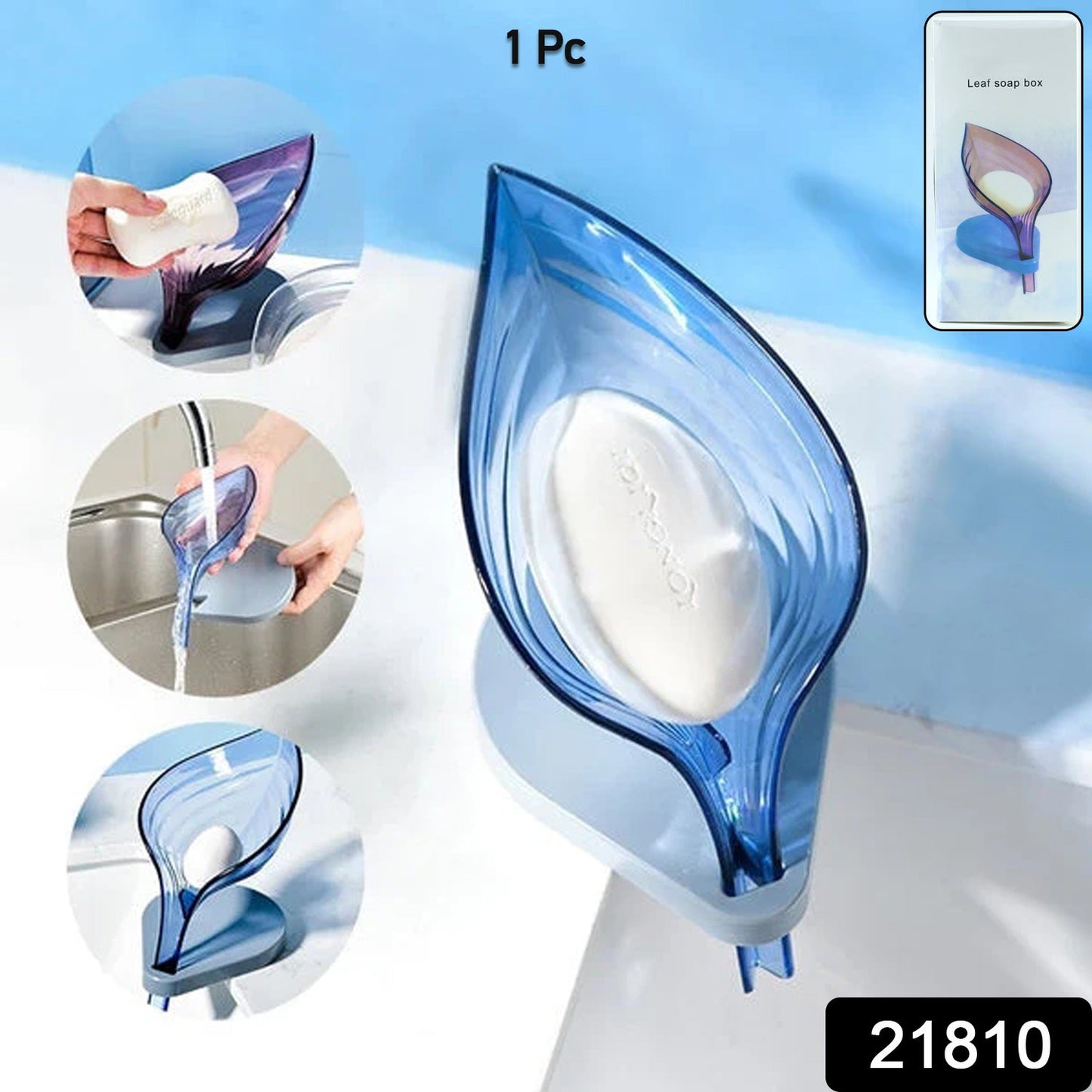 Bathroom soap holder with water drain