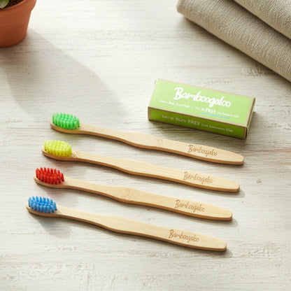 Bamboo Toothbrush Set for Adults (Pack of 4, With Cotton buds)