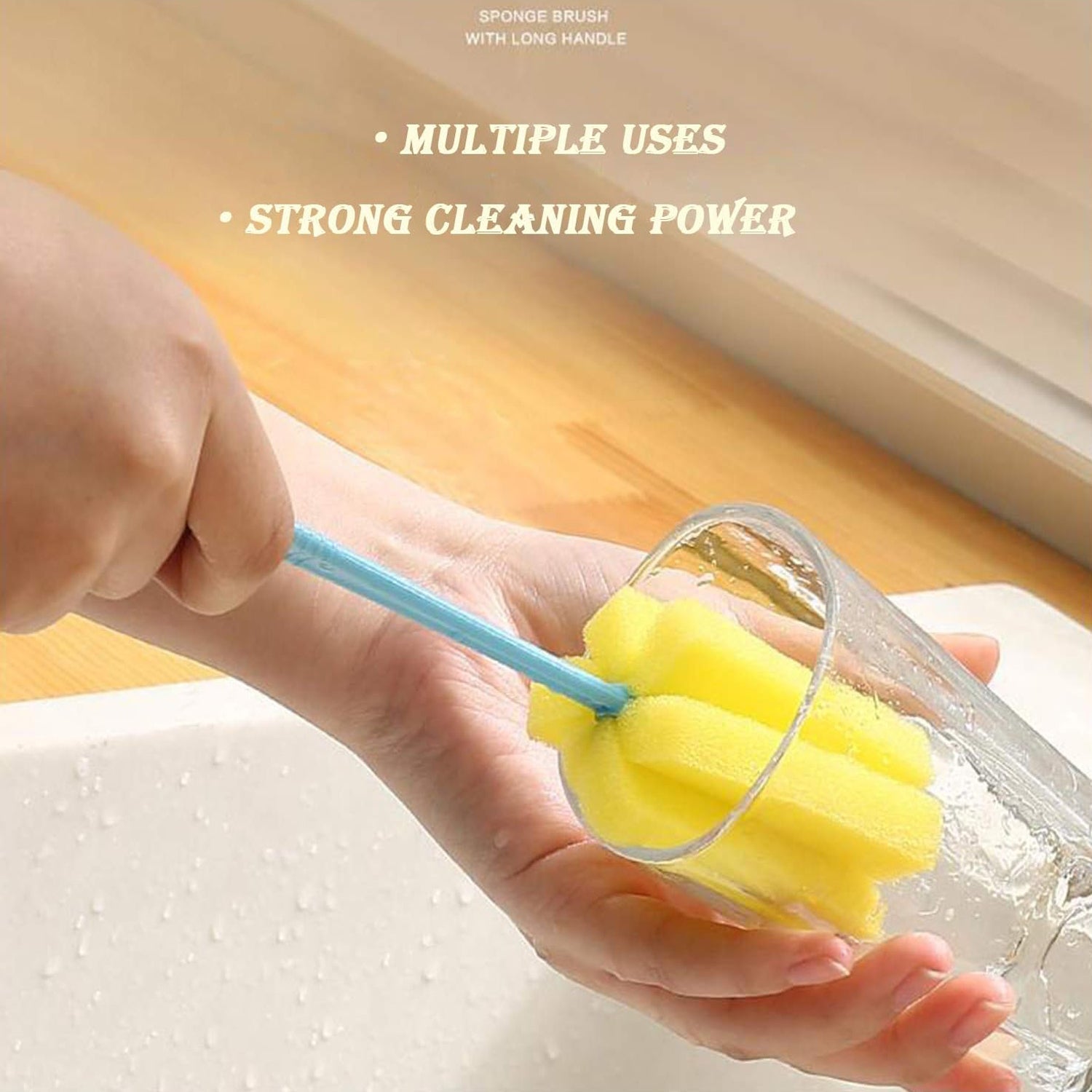 Compact 20cm sponge cleaning tool for everyday kitchen and household use