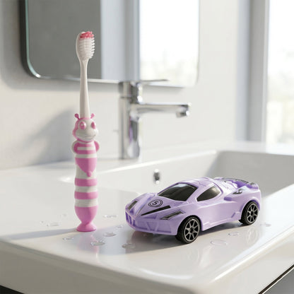 Kids Toothbrush with Cartoon Car (2 Pc Set)