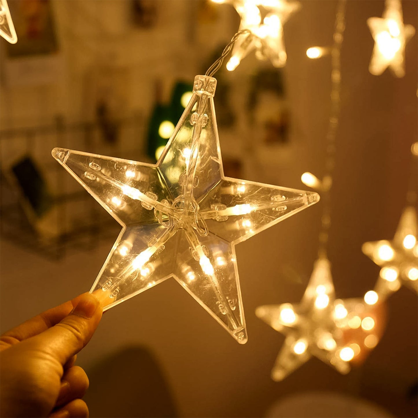 LED Curtain String Lights LED Christmas Light Indoor and Outdoor Light (Warm White / With Box)