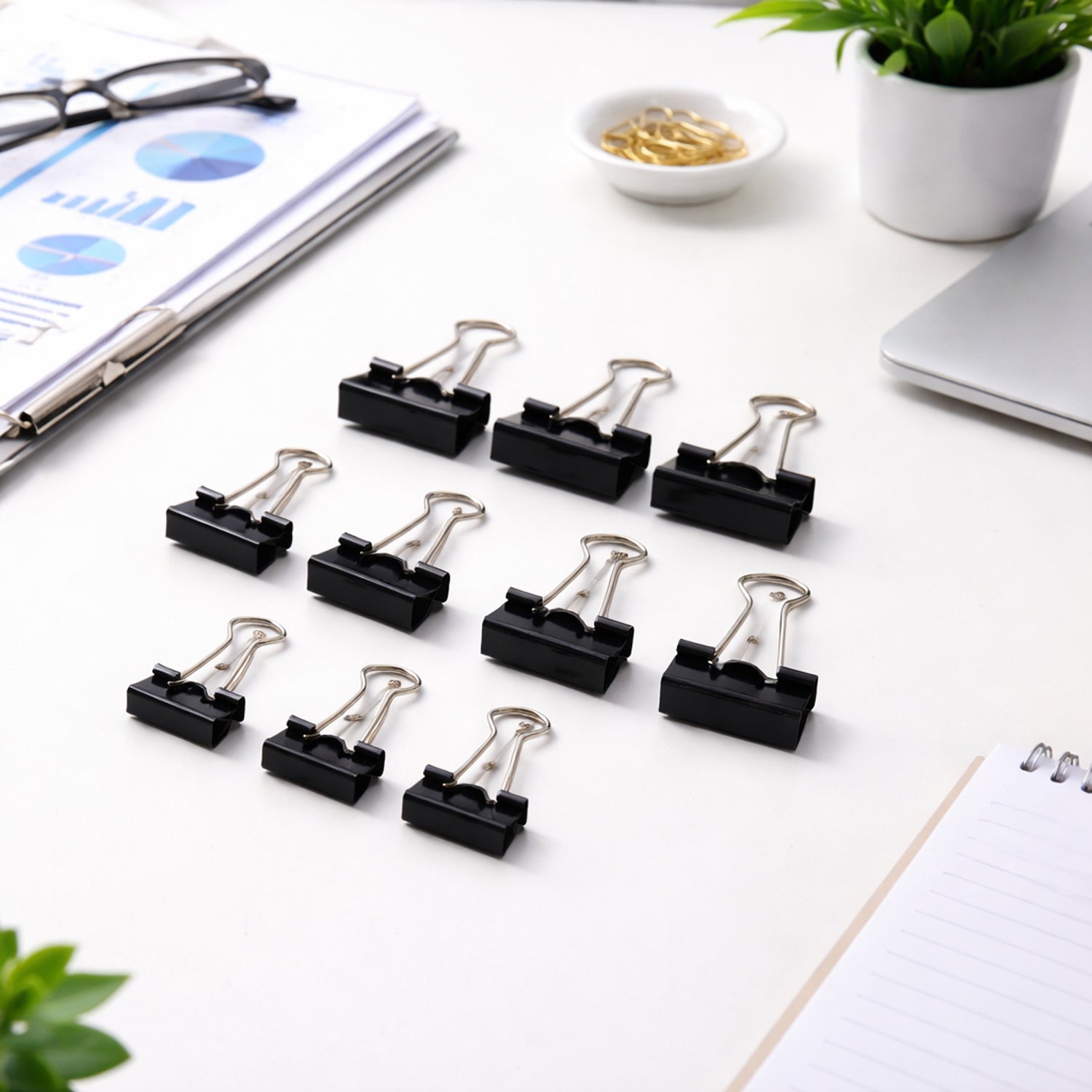 strong black binder clips 10 pc set for office use