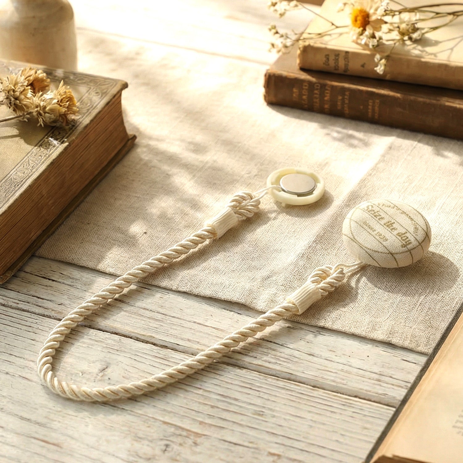 Modern magnetic drapery tie back