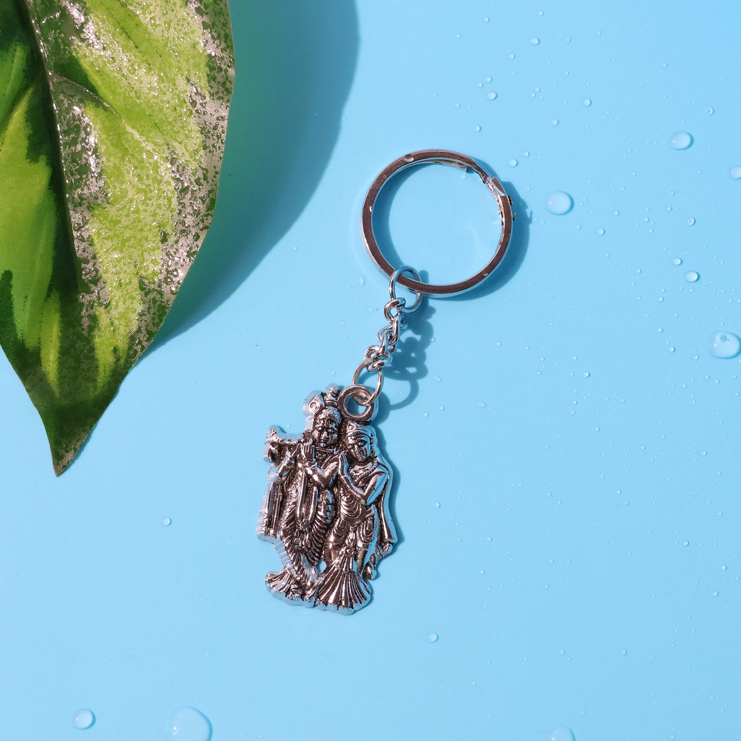 Radha Krishna Metal Keychain Set (2 Pc Mix Design)