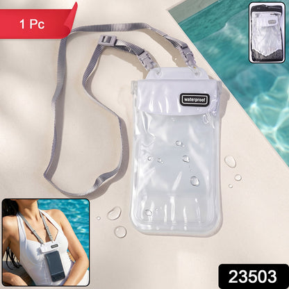 Waterproof mobile pouch SKU labeled