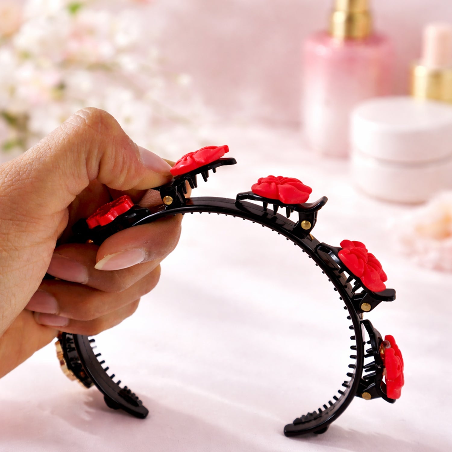 girls floral clip headband