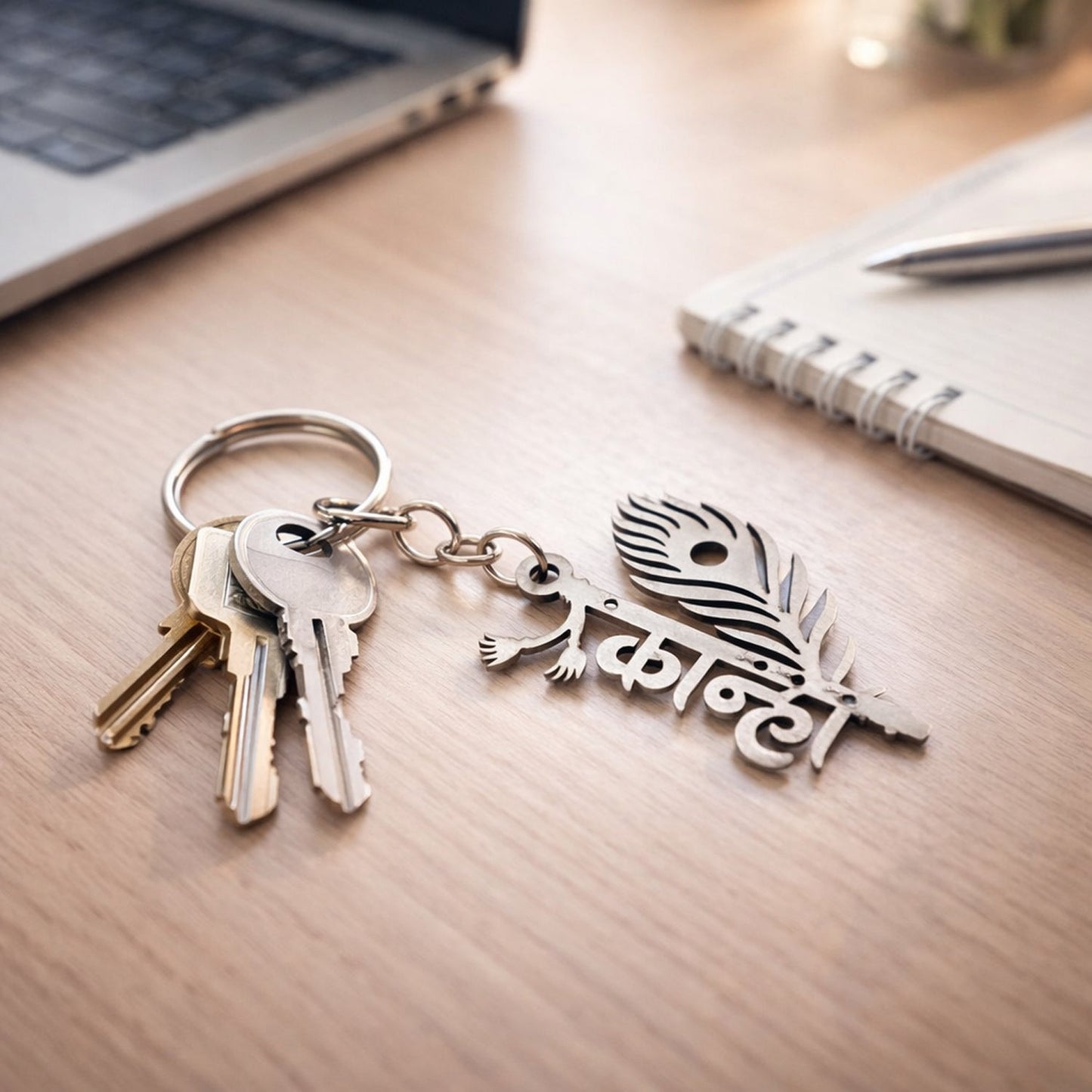 Lord Krishna metal keyring