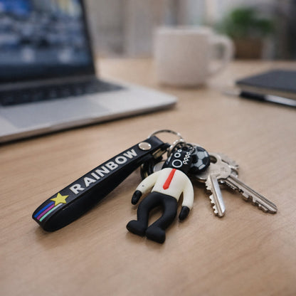 Rainbow Strap Cartoon Football Boy Keychain (1 Pc)